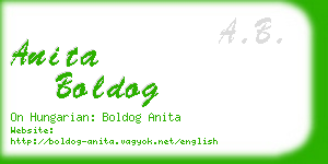 anita boldog business card